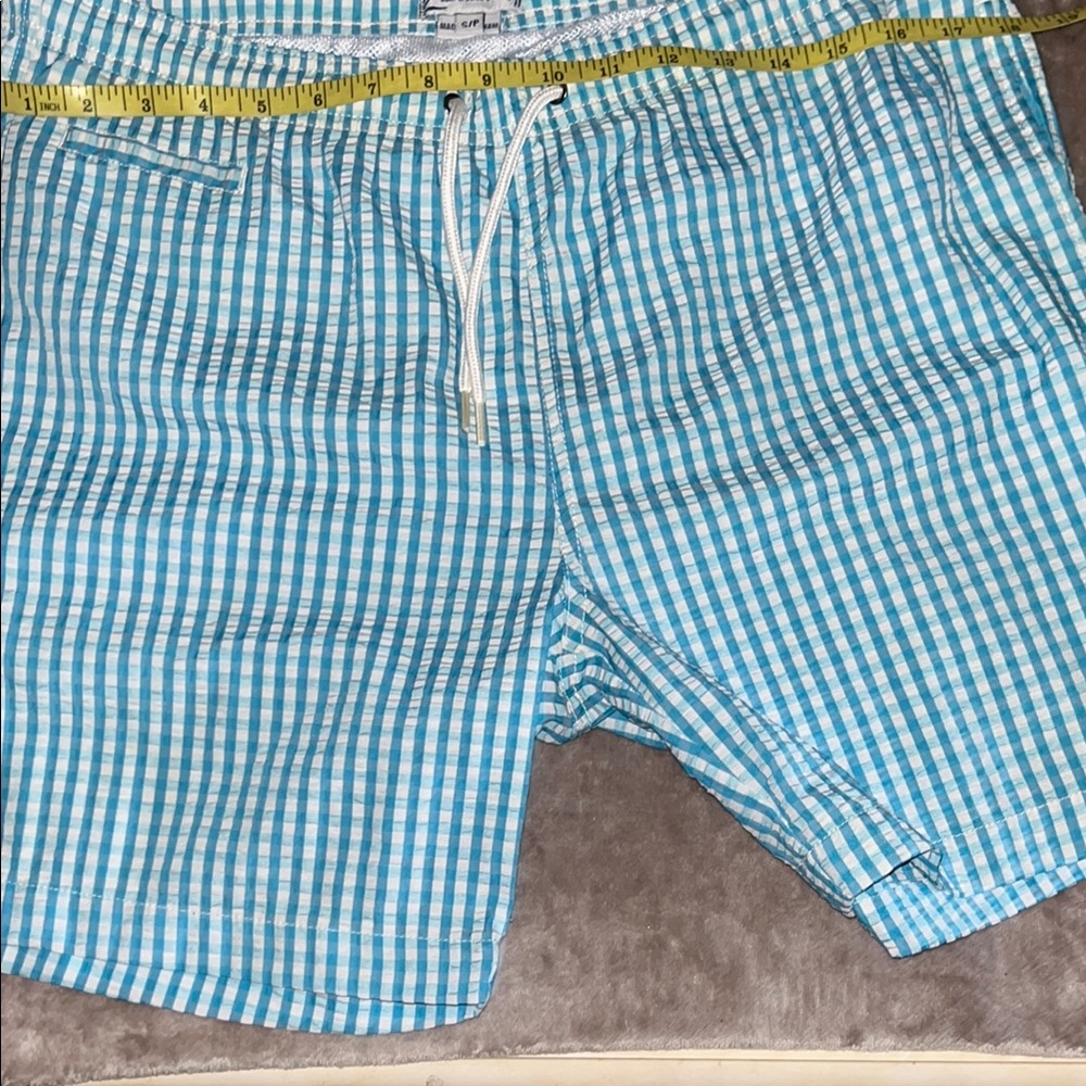 Men's Blue and White swimming trunks